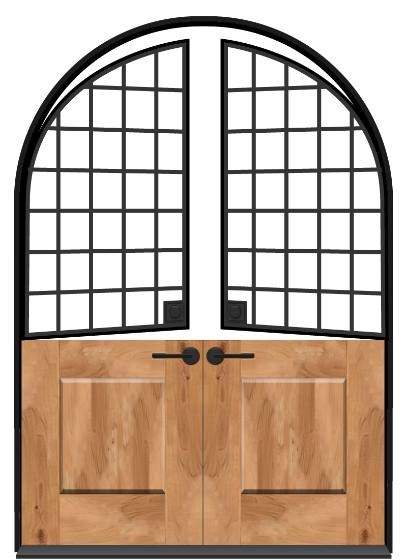 Utah Split Exterior Full Radius Top Double Door | Rustica